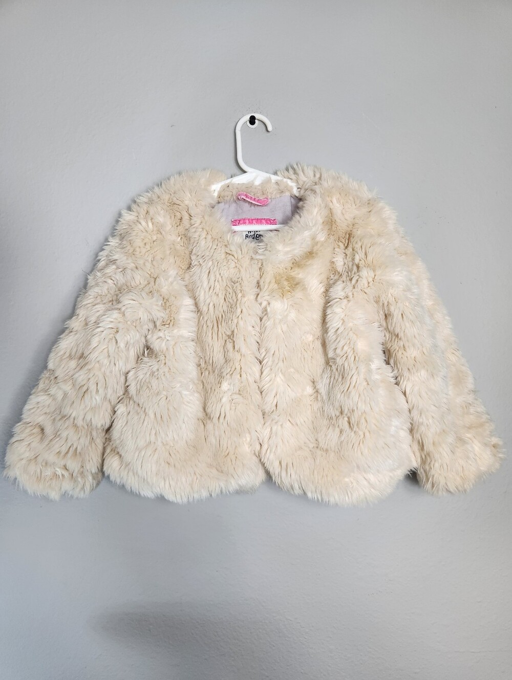 Mini Boden Girls |6-7years| Cream/Ivory Faux Fur Short Jacket